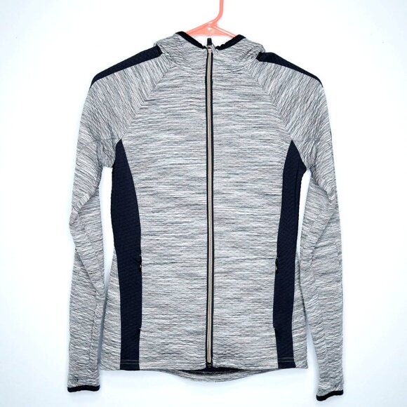 Athleta Jackets & Blazers - Athleta Snowscape Gray & Black Hooded Zipped Jacket w/ Thumbholes - XS